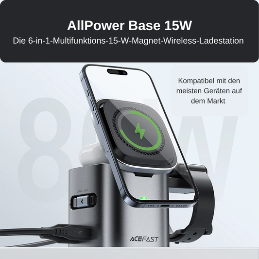 AllPower Base 15W  -6-in-1-Multifunktions-15-W-Magnet-Wireless-Ladestation